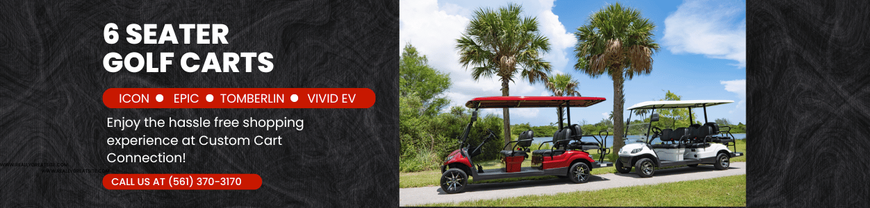 6 seater golf carts and palm trees in West Palm Beach Florida